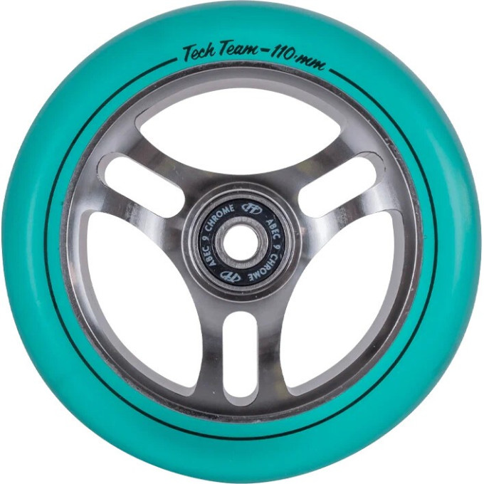 Колесо TECH TEAM для самоката X-Treme 110*24мм TRIANGLE, sea blue transparent