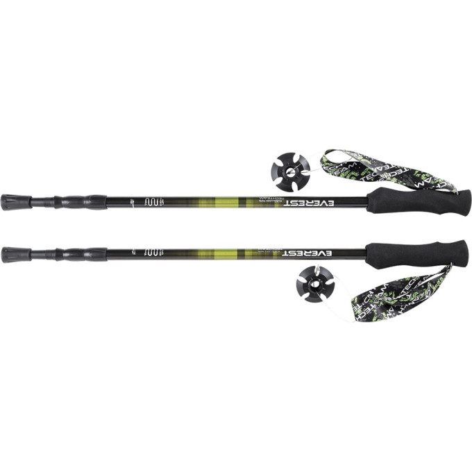 Палки треккинговые TECH TEAM EVEREST 3-х секции, Green, 105-135 см