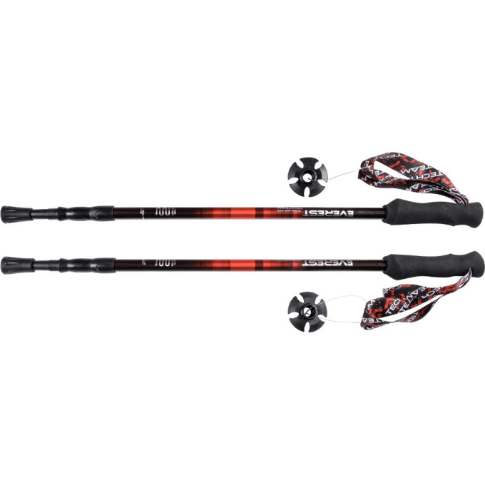 Палки треккинговые TECH TEAM EVEREST 3-х секции, Red, 105-135 см